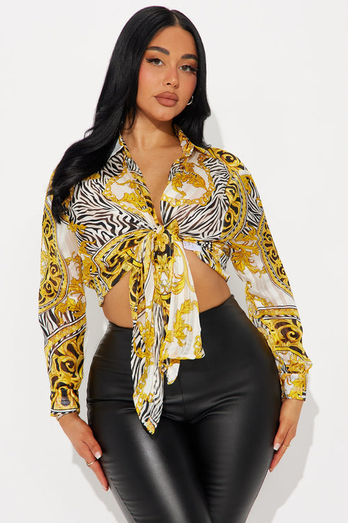 A Touch Of Royalty Baroque Blouse - Off White/combo