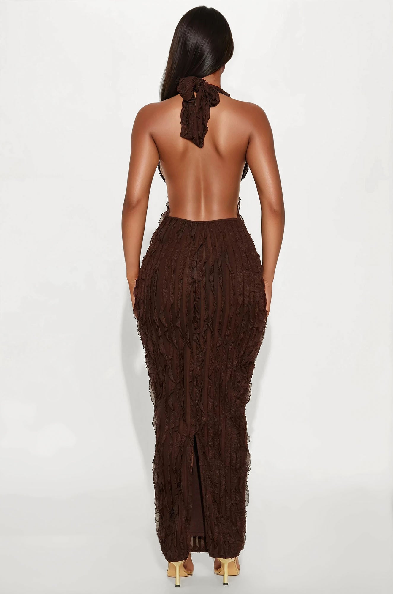 Ivy Textured Maxi Dress - Chocolate
