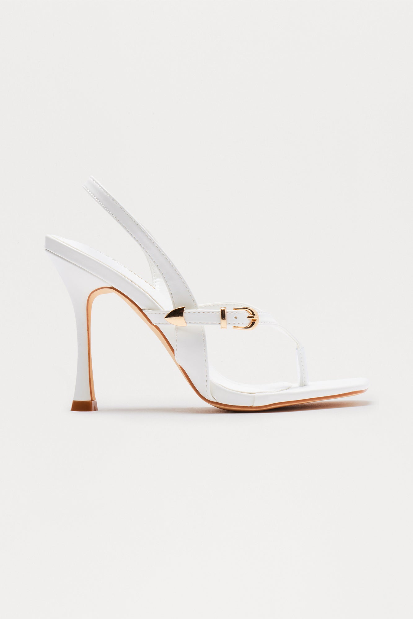 Gin Buckle Slingback Stiletto Heels - White