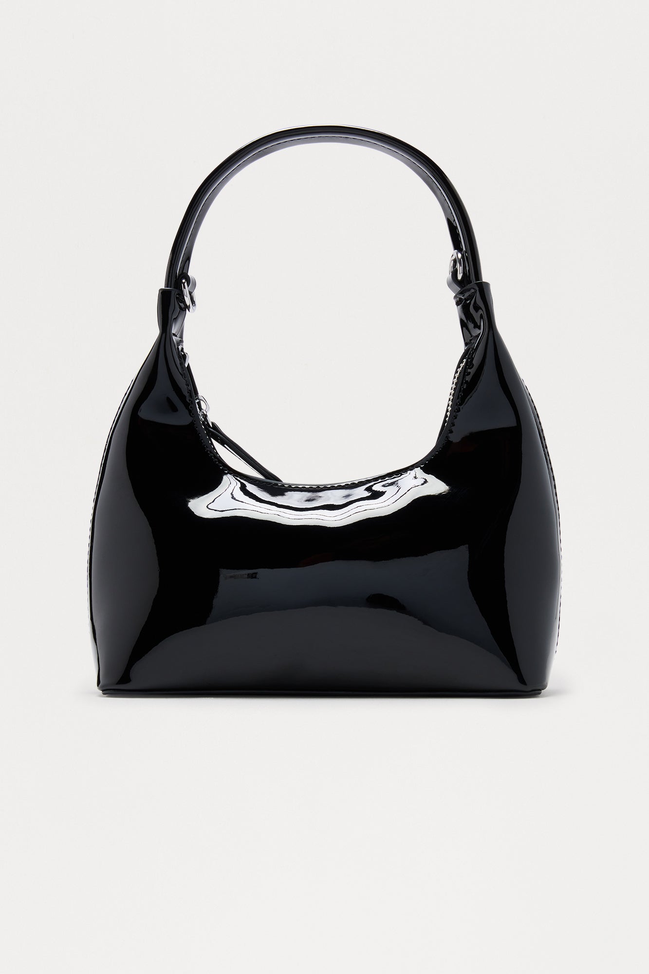 Places To Be Faux Patent Leather Shoulder Bag - Black
