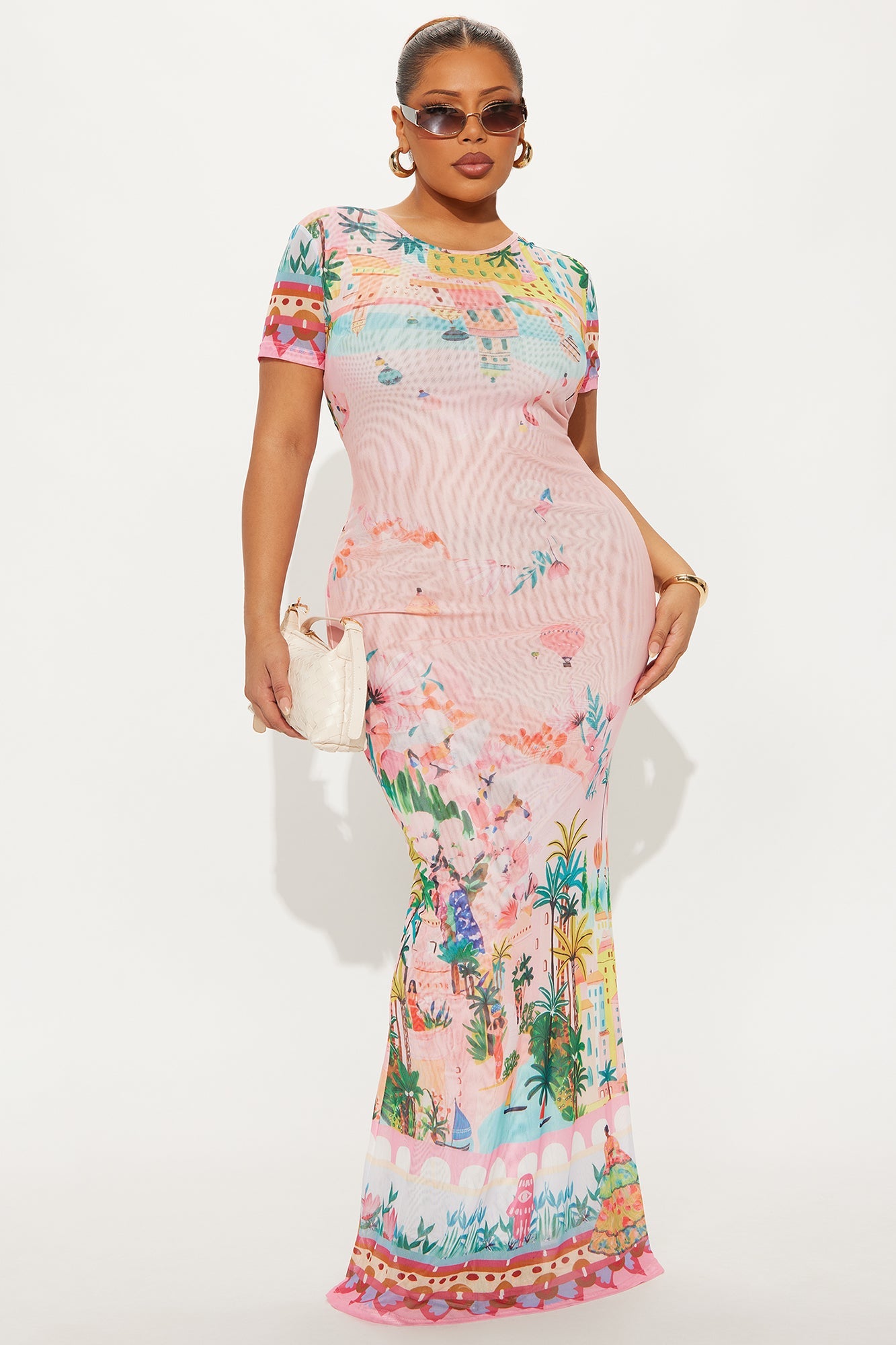 Puerto Rico Mesh Maxi Dress - Pink/combo