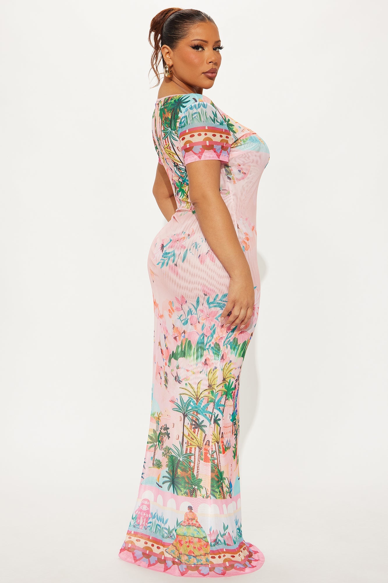 Puerto Rico Mesh Maxi Dress - Pink/combo