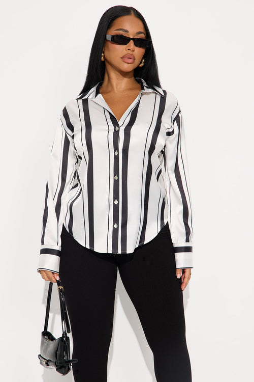 Anni Striped Satin Shirt - Black/combo
