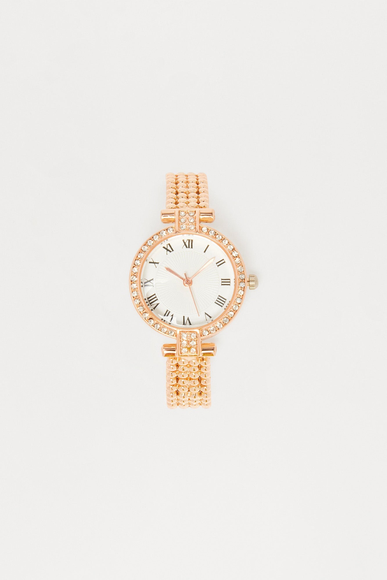 Essential Rhinestone Metal Watch - Rose Gold