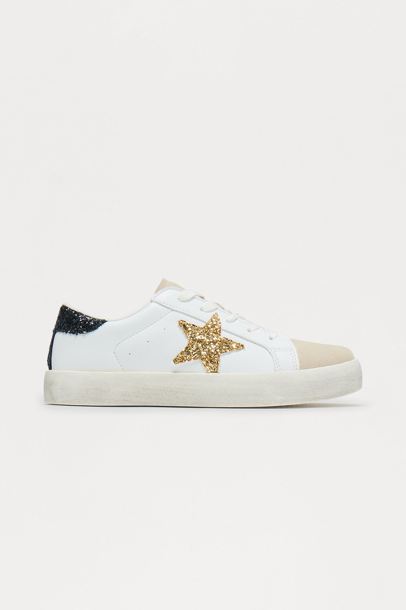 Trev Glitter Star Lace Up Sneakers - Gold