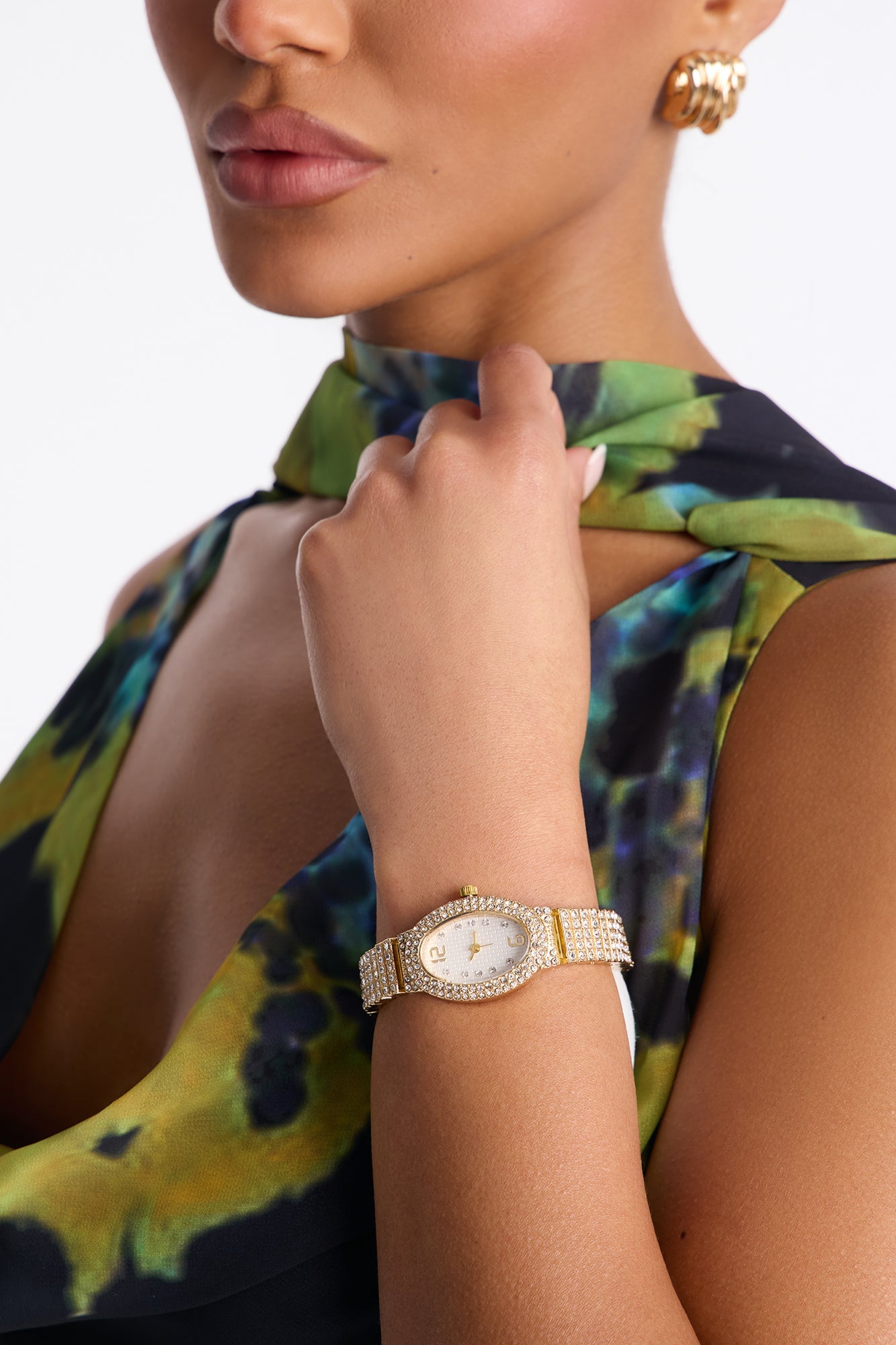 Time Will Tell Rhinestone Watch - Gold