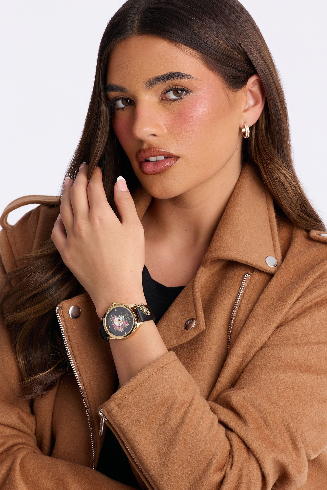 Ed Hardy Floral Skull Watch - Black