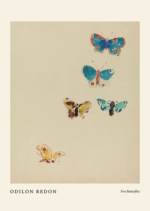 Five Butterflies by Odilon Redon